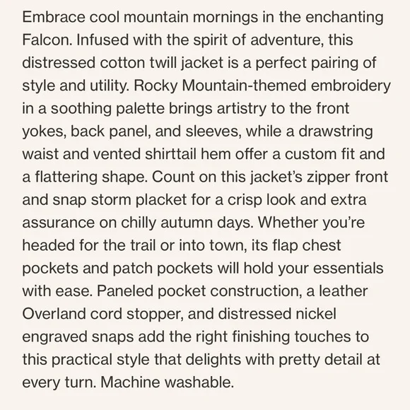 NWOT Overland Falcon Embroidered Utility Jacket - Distressed Slate - Women’s S - Picture 4 of 11